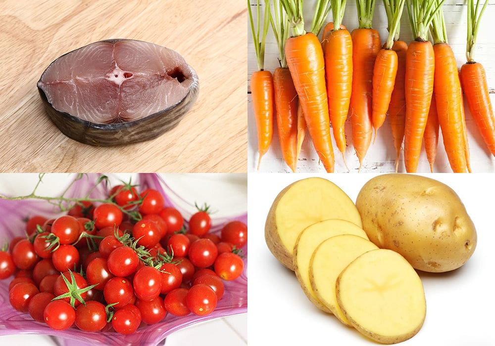 Nguyên liệu làm cá thu nướng rau củ