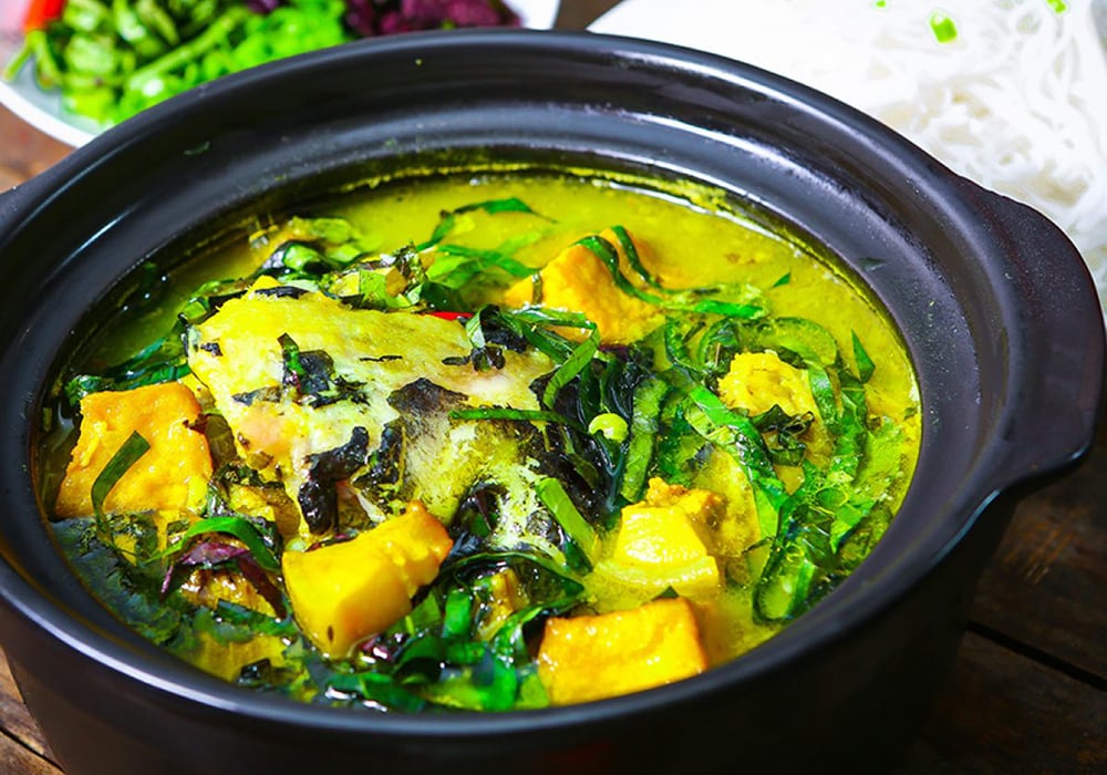 Cá trê om chuối đậu