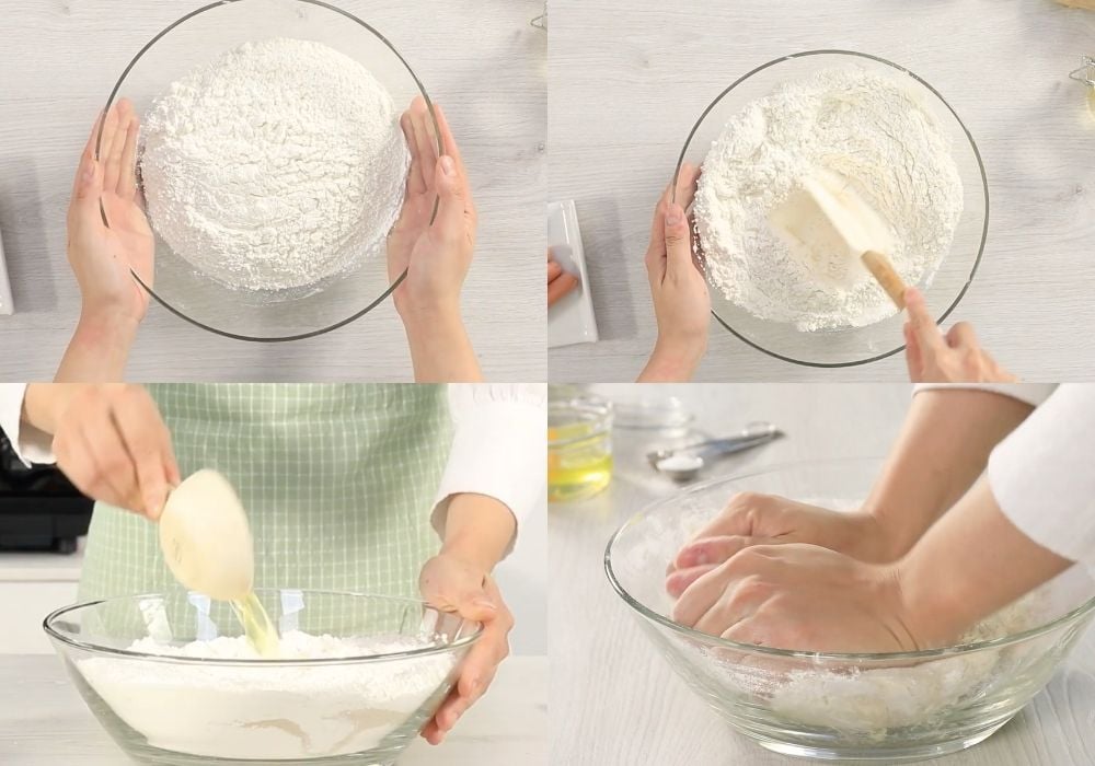 Trộn bột và nhào bột