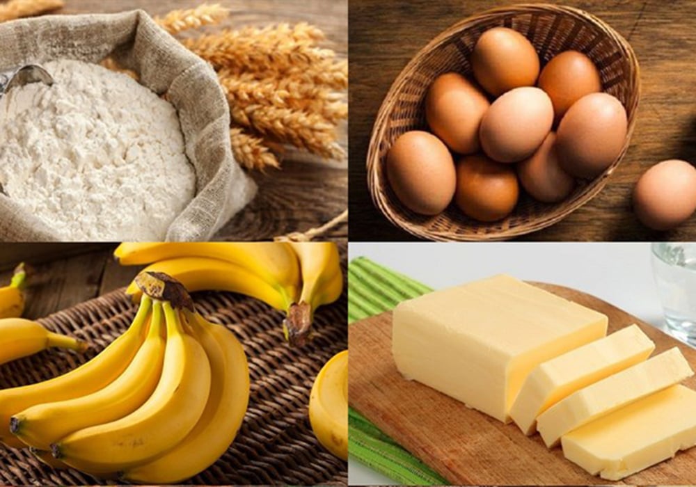 Nguyên liệu làm bánh roti chuối Thái Lan