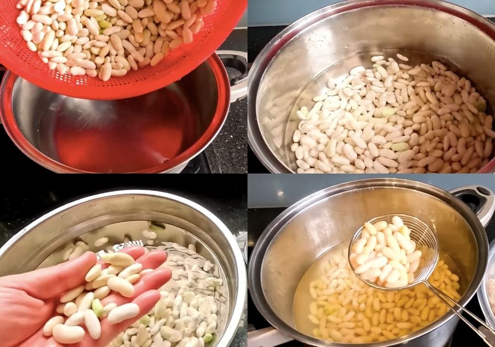 Sơ chế và luộc đậu