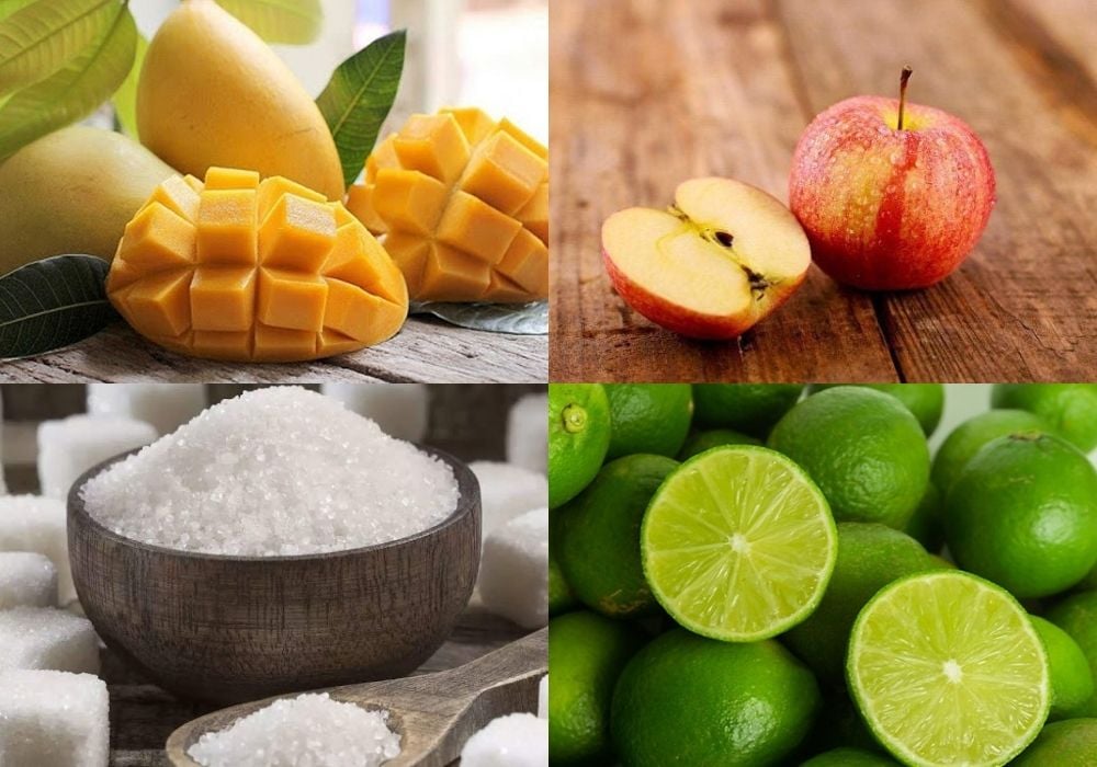 Nguyên liệu làm mứt xoài táo sệt