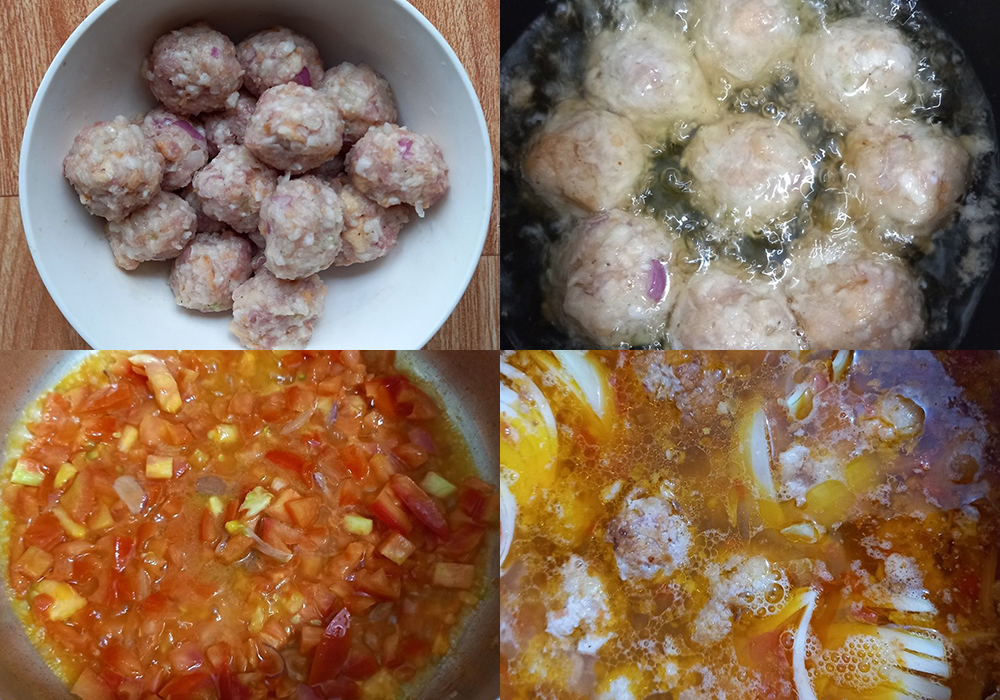 Các bước làm xíu mại viên sốt cà