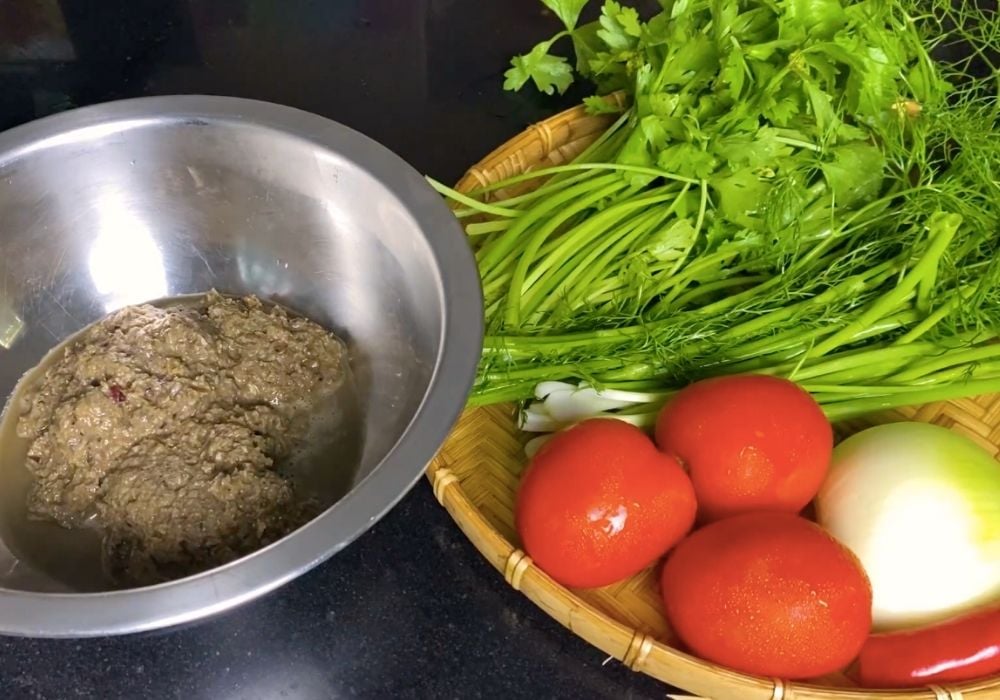 Nguyên liệu làm canh riêu cua nấu ngót