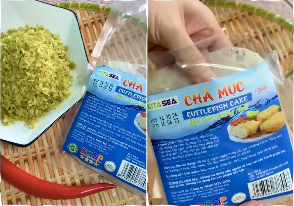 Chuẩn bị nguyên liệu làm chả mực cốm xanh