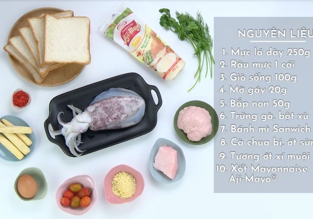 Nguyên liệu làm chả mực giò