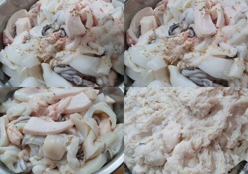 Trộn nguyên liệu và tạo hình chả