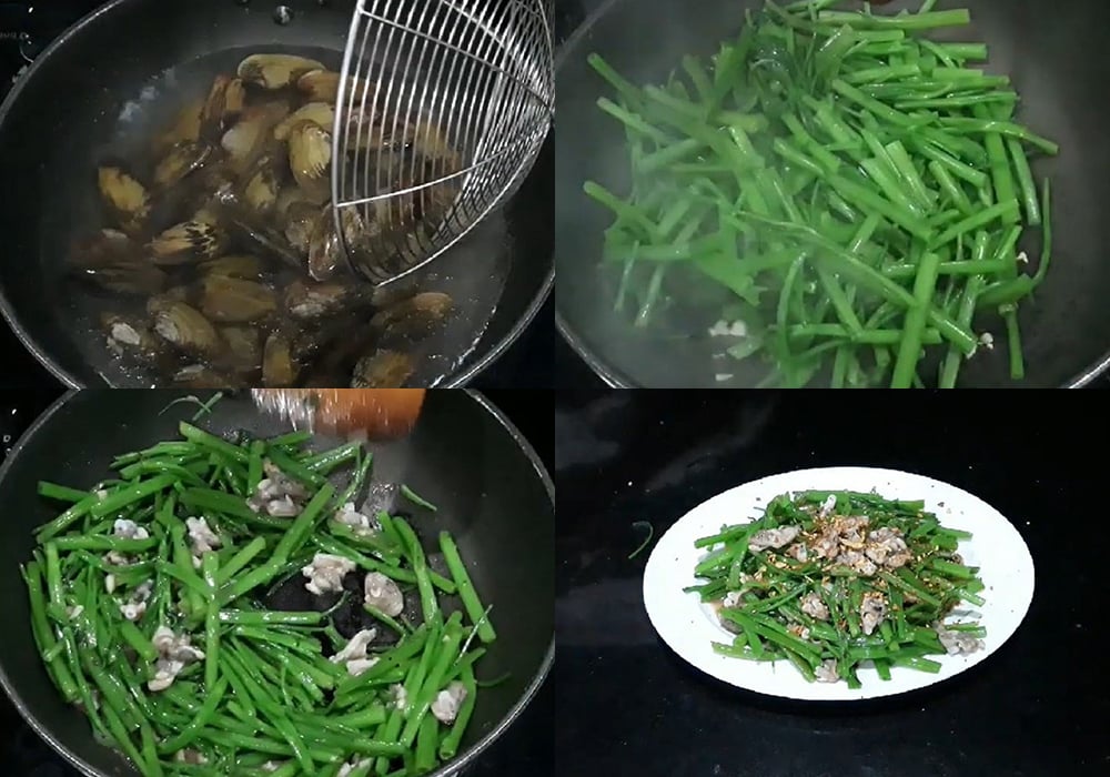 Các bước làm chem chép xào rau muống