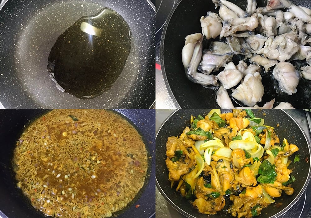 Các bước làm ếch xào lăn