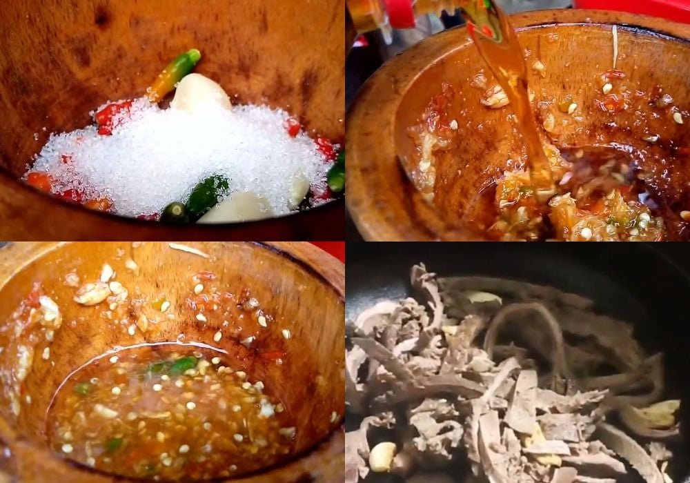 Pha nước trộn gỏi và xào bao tử