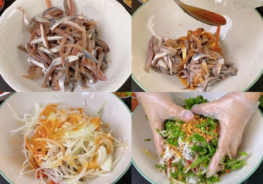 Trộn gỏi cá trích