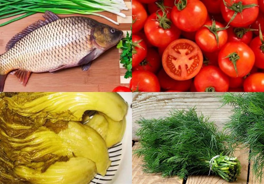 Nguyên liệu làm lẩu cá chép om dưa