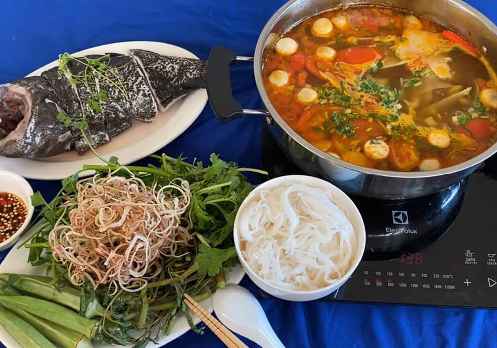 Nguyên liệu làm lẩu cá mú măng chua