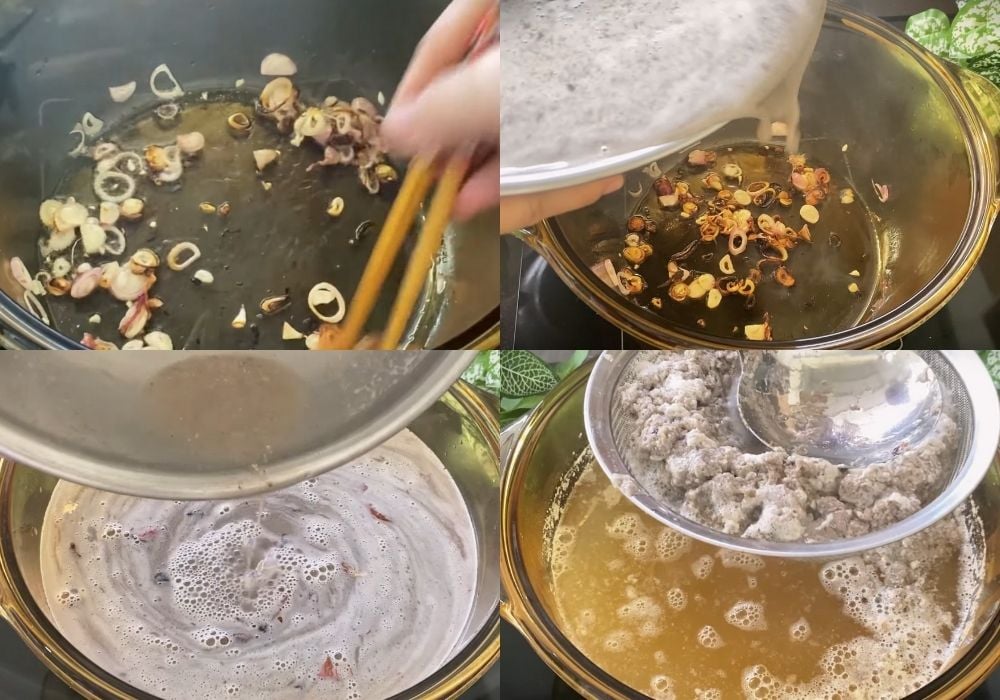 Nấu nước lẩu cua đồng