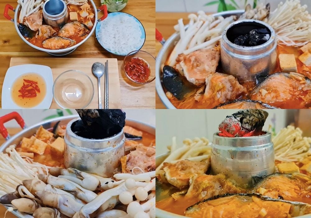 Lẩu đầu cá hồi kim chi