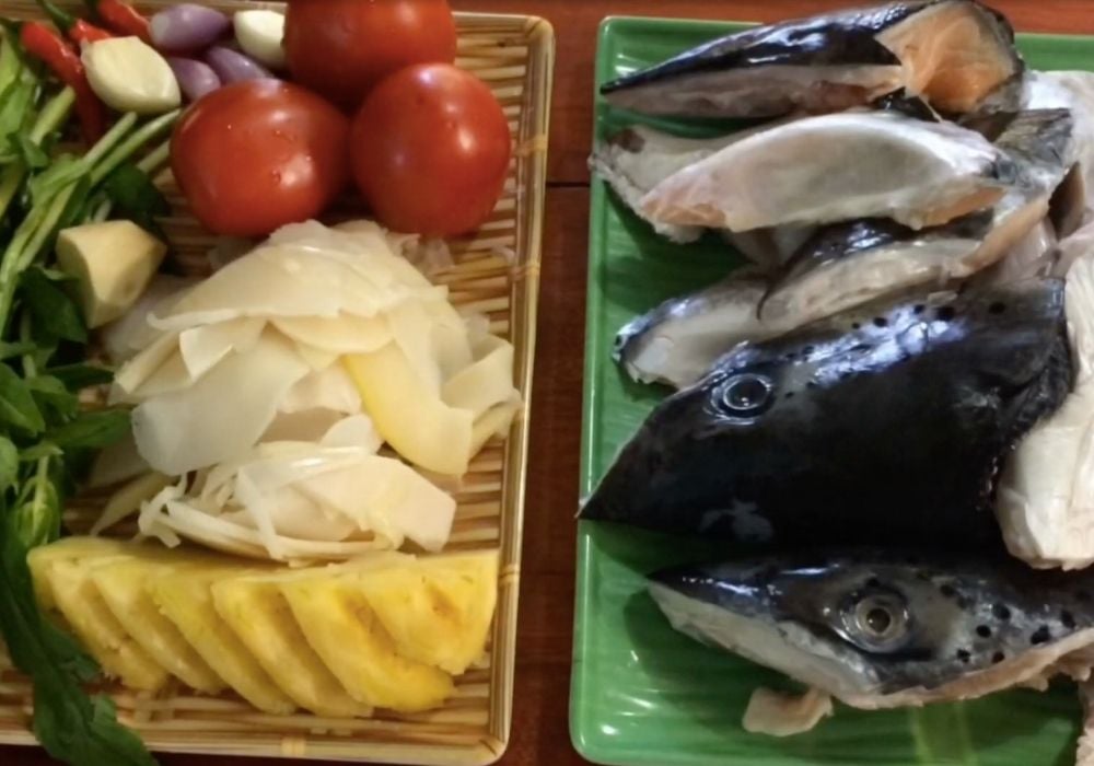 Nguyên liệu làm lẩu đầu cá hồi