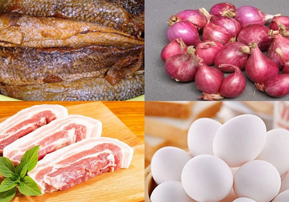 Nguyên liệu làm mắm cá lóc chưng thịt