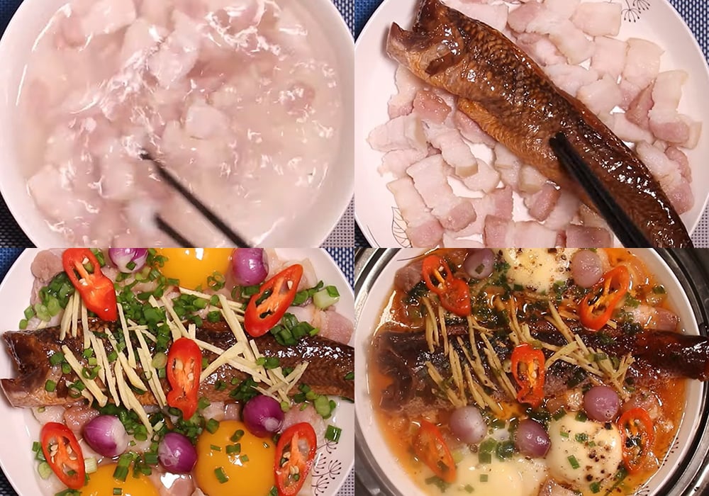 Các bước làm mắm cá lóc chưng thịt