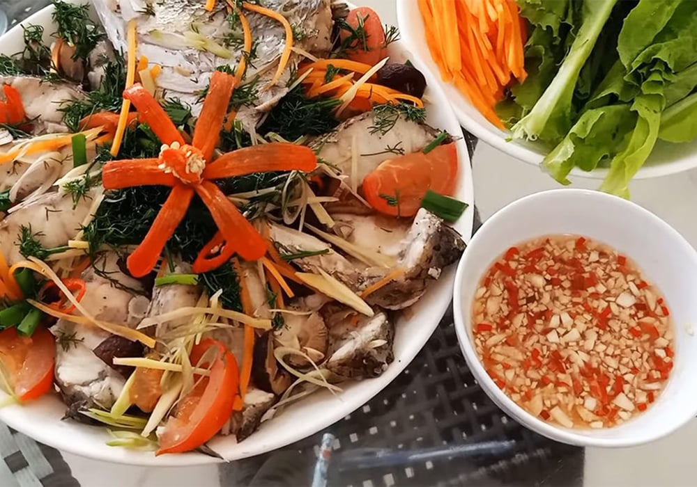 Cá vược hấp bia