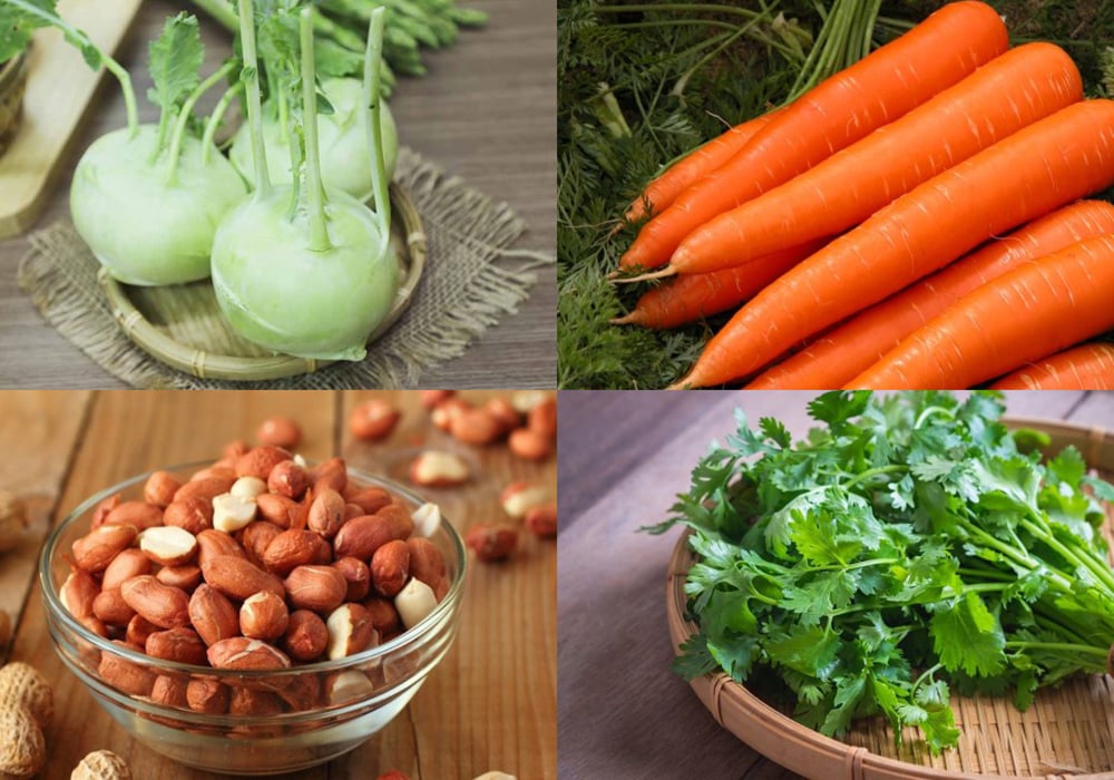 Nguyên liệu làm món nộm su hào cà rốt chay