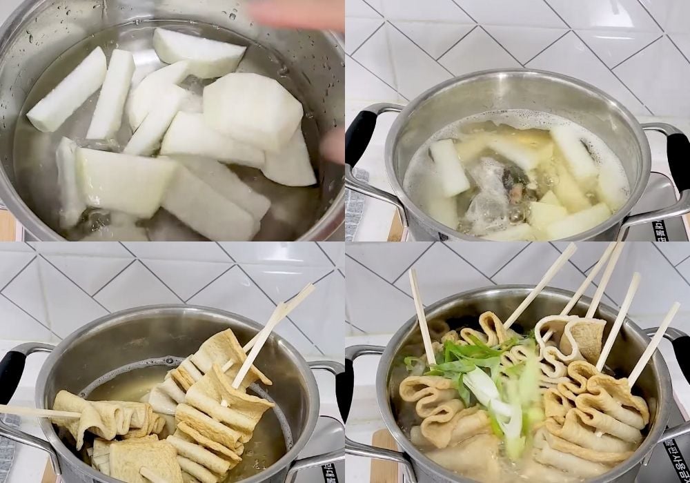 Nấu nước dùng và hoàn thiện món súp