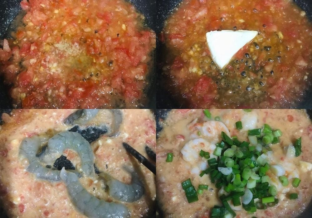 Xào sốt cà chua và thêm phô mai