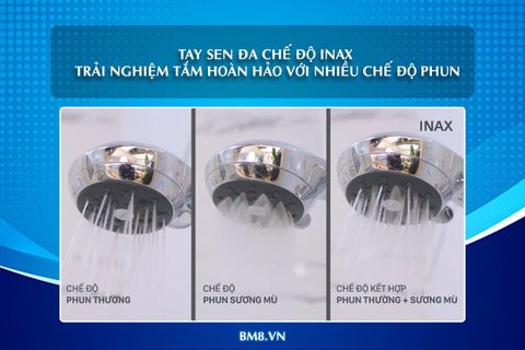Tay sen đa chế độ INAX – Trải nghiệm tắm hoàn hảo với nhiều chế độ phun