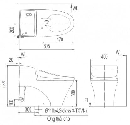 Bàn cầu 1 khối INAX AC-1008R+CW-KB22AVN - Bùi Minh