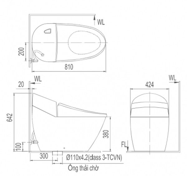 Bàn cầu 1 khối Inax AC-2700+CW-H17VN - Bùi Minh