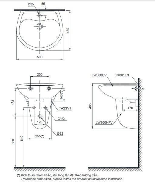 Chậu Rửa Treo Tường Toto LHT300CR#W - Bùi Minh