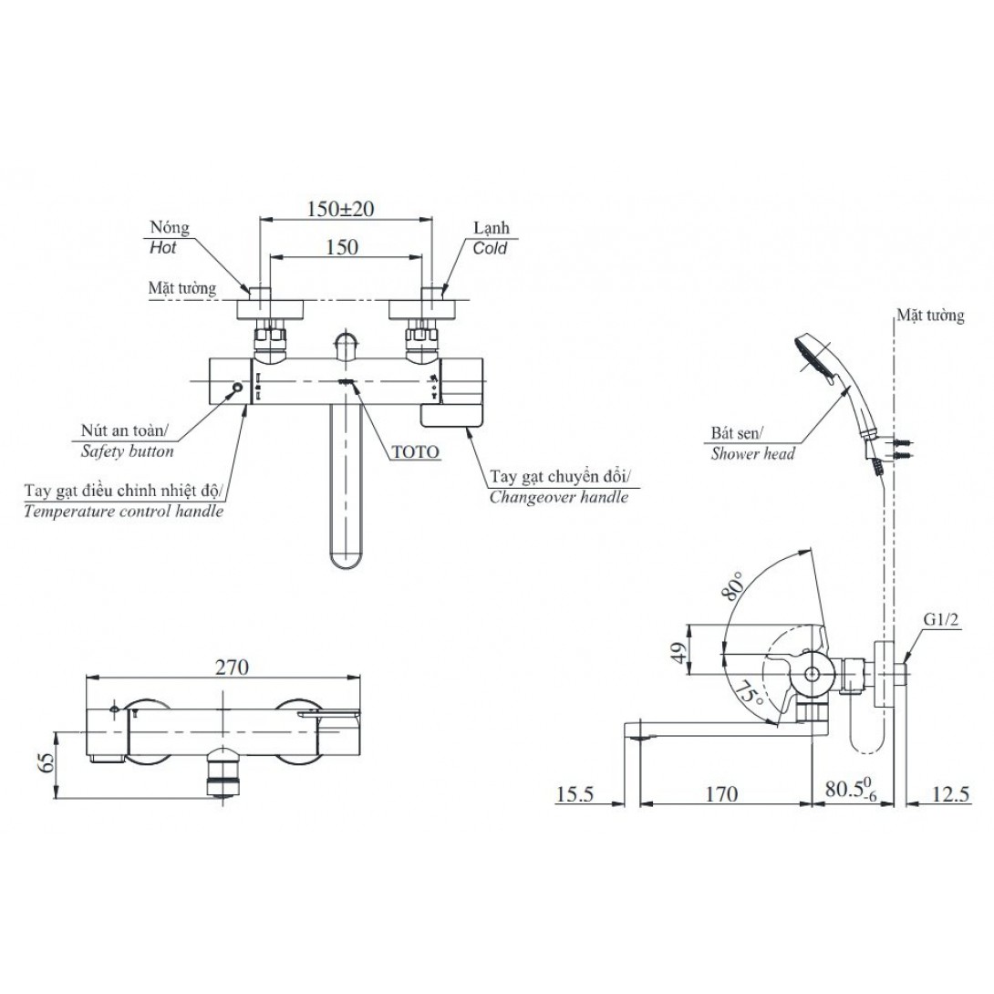 Bản vẽ Sen Tắm TOTO TBV03427V