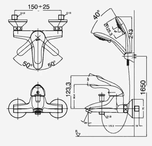 Bản vẽ sen tắm BFV-223S
