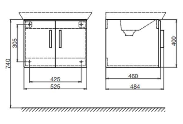Bản vẽ bộ tủ chậu Viglacera CB70
