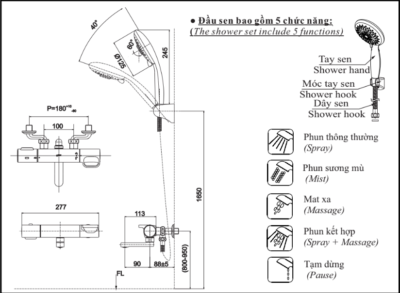 Bản vẽ Sen tắm Inax BFV-7145T-3C