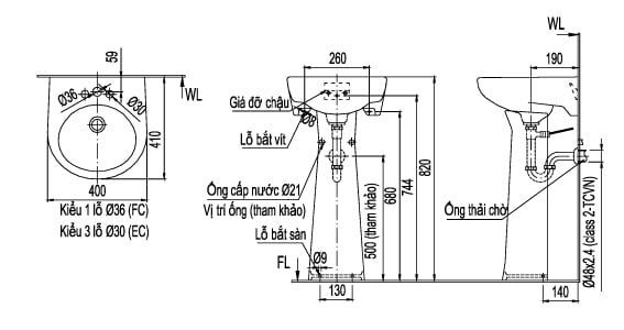 Chậu rửa treo tường Inax L-282V+L-284VD - Bùi Minh