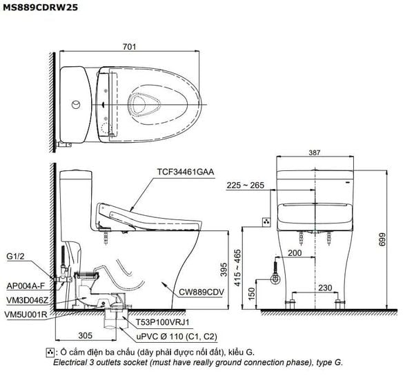 bàn cầu điện tử TOTO MS889CDRW25#XW - Bùi Minh