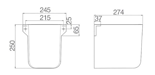 Bản vẽ chậu lavabo treo tường Viglacera V59