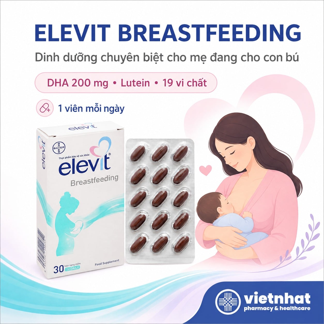 nhathuocvietnhat.vn-Elevit Breastfeeding bổ sung vitamin và khoáng chất cho phụ nữ sau sinh và đang cho con bú
