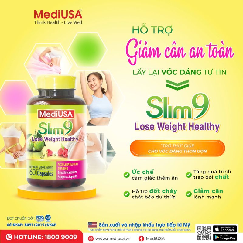 nhathuocvietnhat.vn - Viên uống giảm cân Slim9 - Hỗ trợ tăng cường chuyển hóa mỡ, giảm thèm ăn hiệu quả