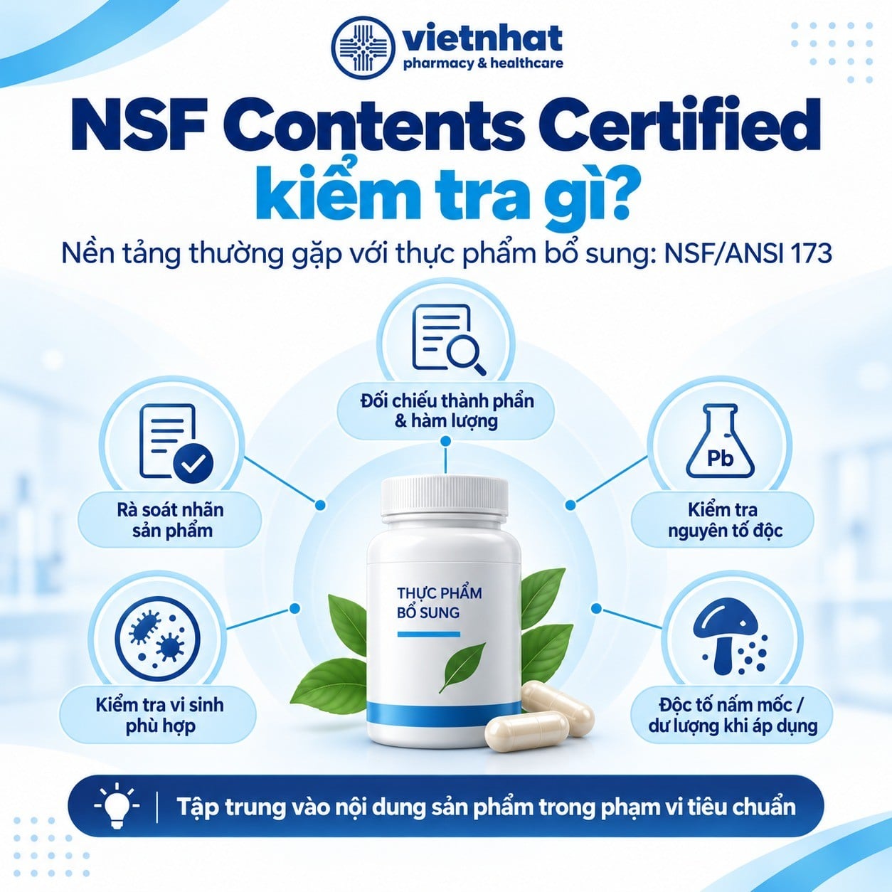 nhathuocvietnhat.vn-NSF Contents Certified kiểm tra thành phần, hàm lượng, nhãn và chất ô nhiễm