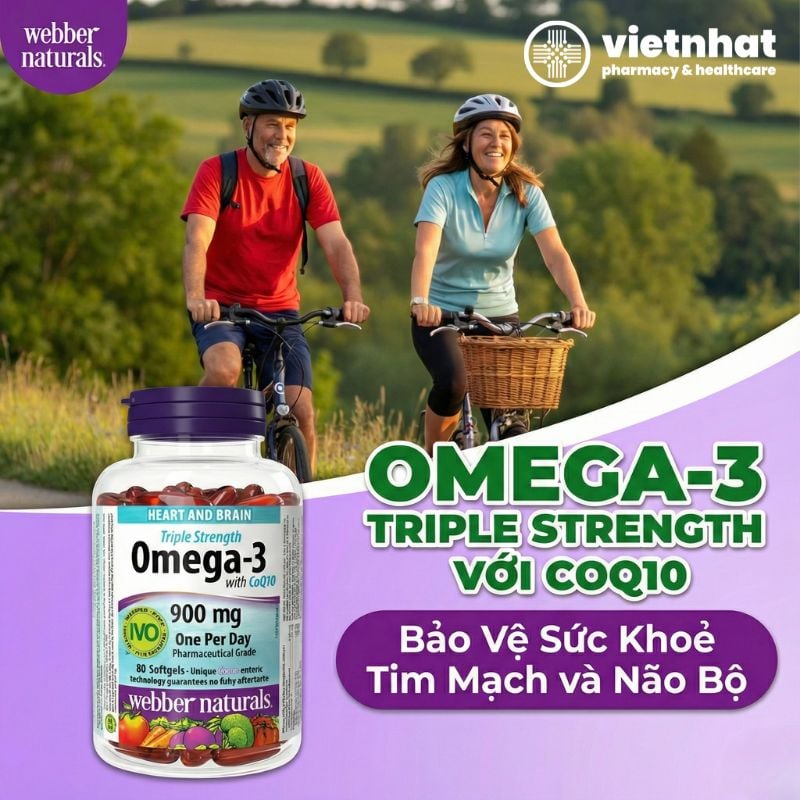 nhathuocvietnhat.vn - Webber Naturals Omega 3 + CoQ10, hỗ trợ sức khoẻ tim mạch và não bộ cho người trưởng thành