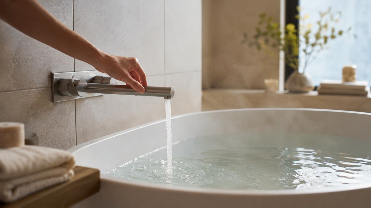 Chuẩn bị bồn tắm với nước ấm vừa