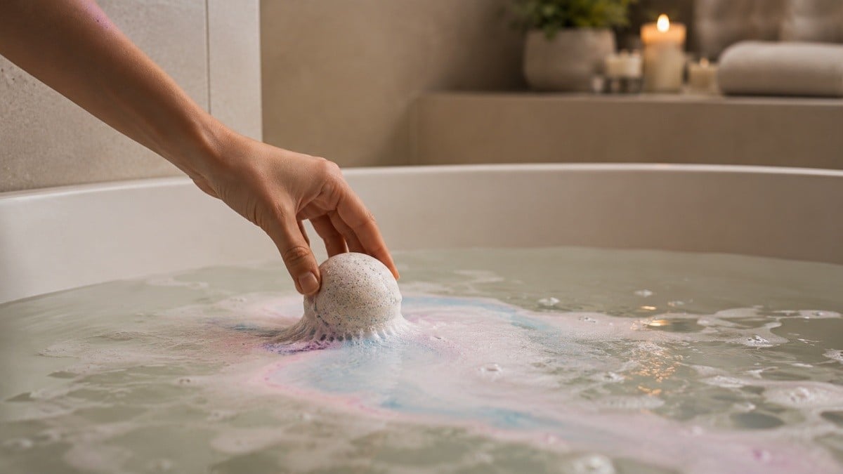 Thả bath bomb vào nước và chờ tan