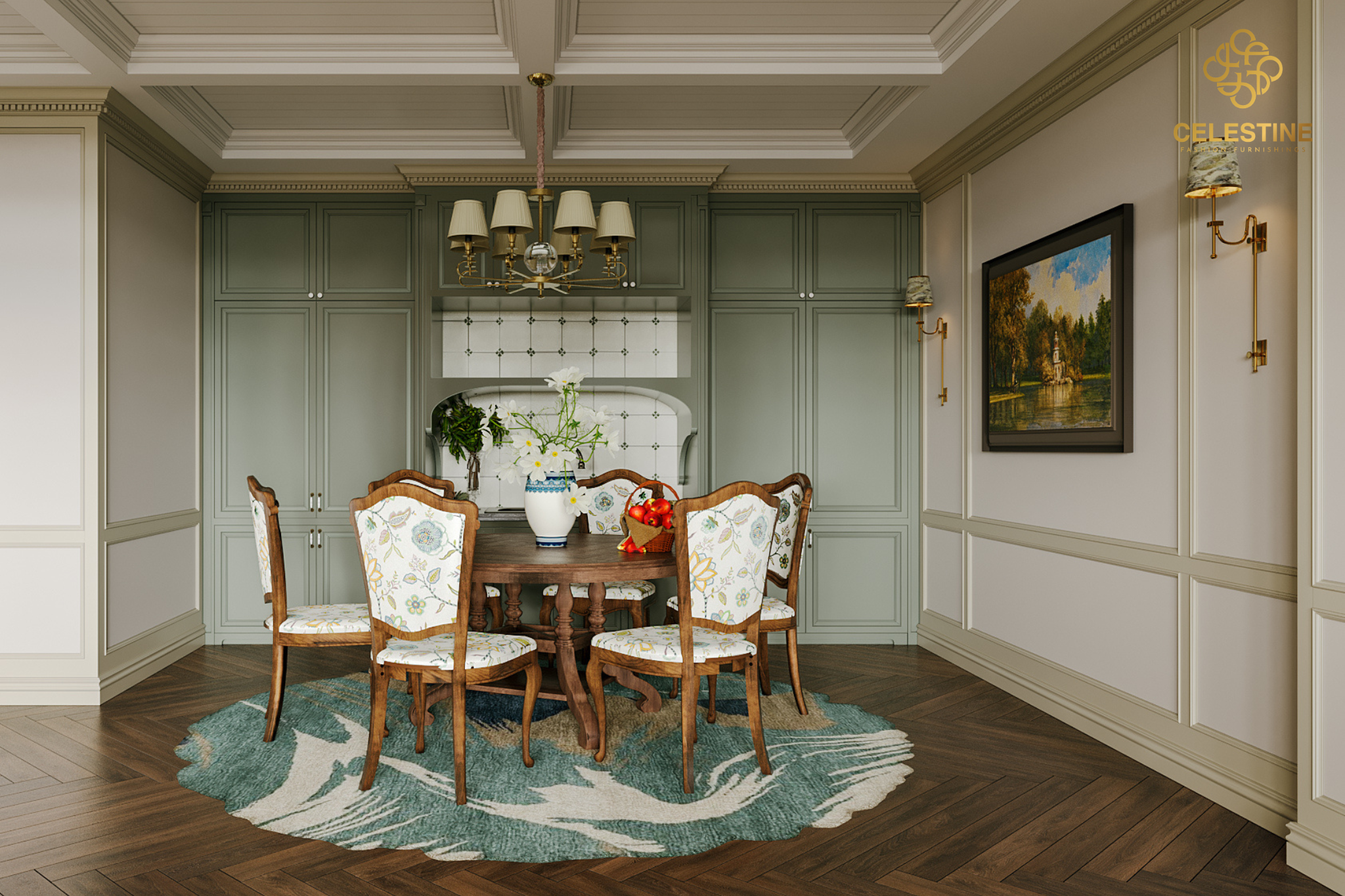 Bàn ăn Modern Classic tạo nên vẻ thanh lịch cho không gian dùng bữa.