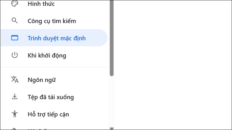 Nhấp vào Trình duyệt mặc định