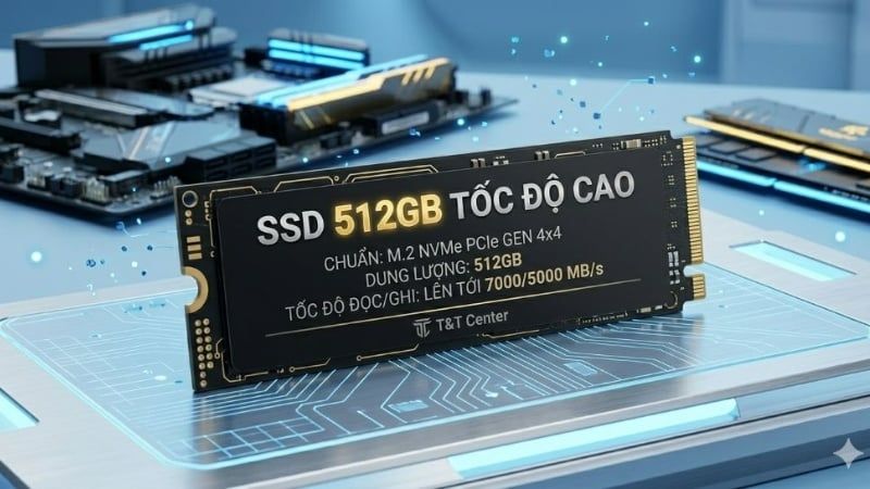 SSD 512GB mang đến không gian lưu trữ rộng rãi