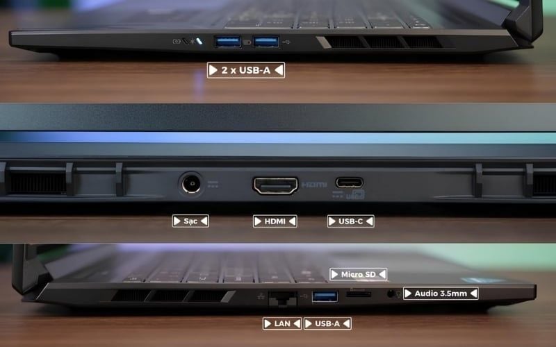 Laptop Windows được trang bị đa dạng cổng kết nối