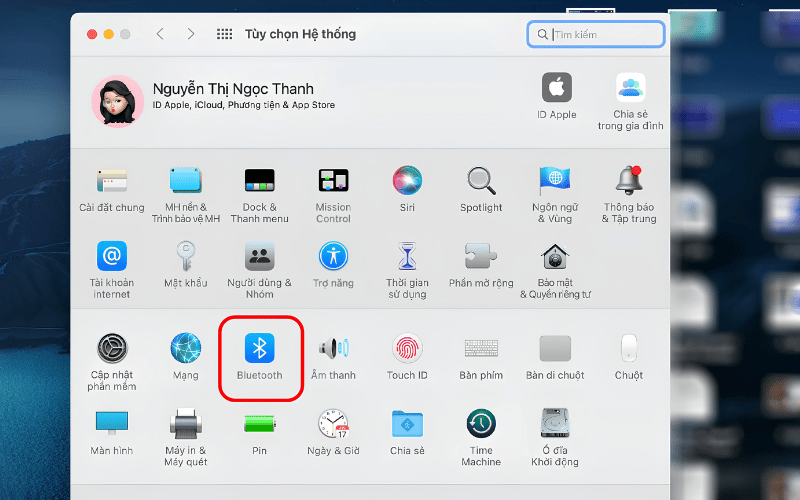 Mở Tuỳ chọn Hệ thống... và vào Bluetooth