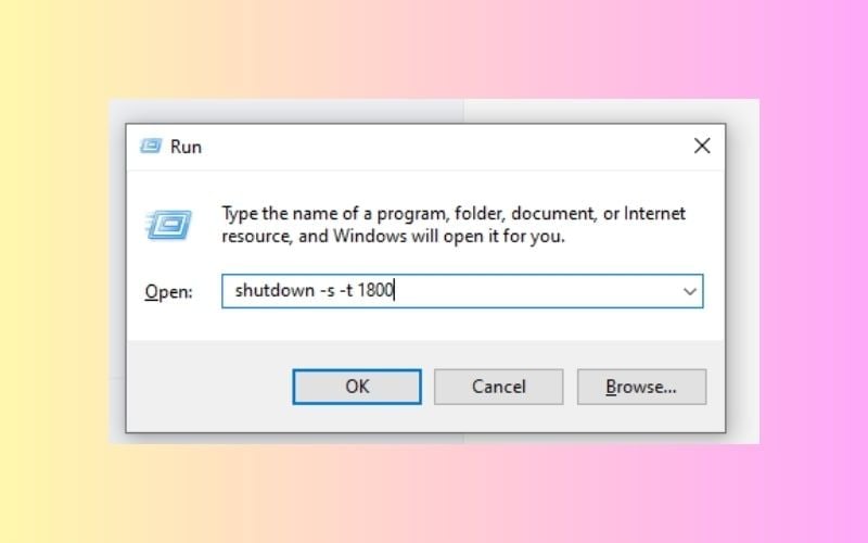 Nhập lệnh hẹn giờ tự động tắt vào hộp thoại Run