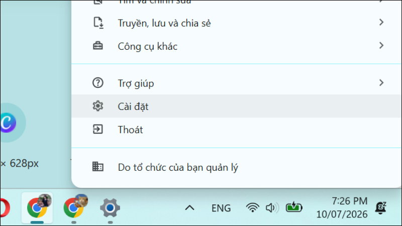 Chọn mục Cài đặt